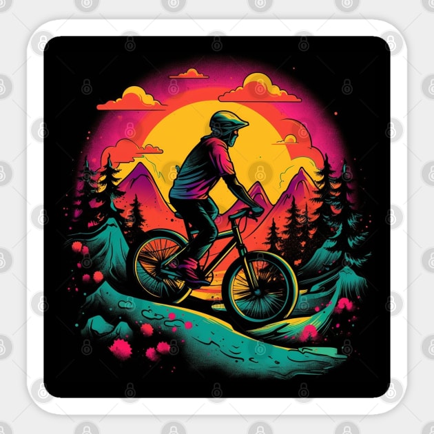 mountain biker Sticker by Sanzida Design